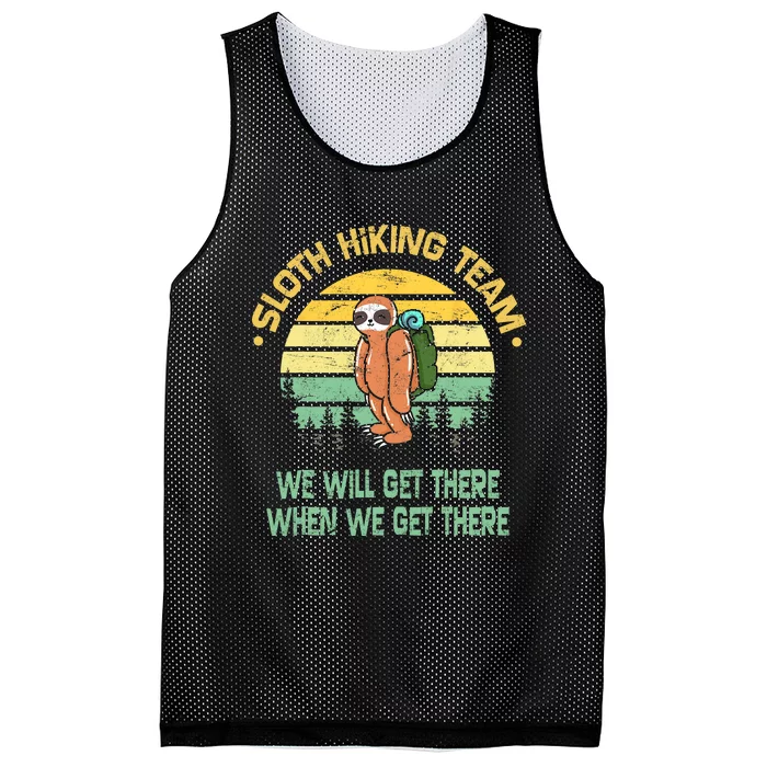 Sloth Hiking Team Hiker Camper Funny Retro Mesh Reversible Basketball Jersey Tank