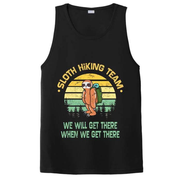 Sloth Hiking Team Hiker Camper Funny Retro Performance Tank