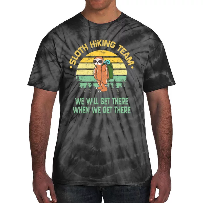 Sloth Hiking Team Hiker Camper Funny Retro Tie-Dye T-Shirt