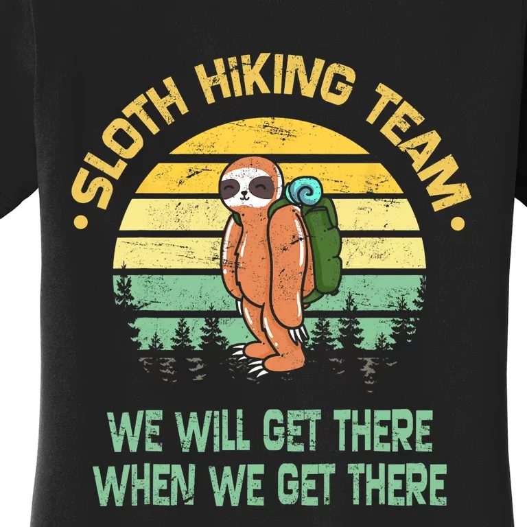 Sloth Hiking Team Hiker Camper Funny Retro Women's T-Shirt