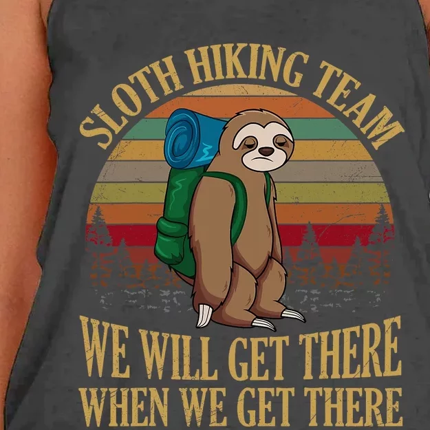 Sloth Hiking Team We Will Get There When We Get There Women's Knotted Racerback Tank