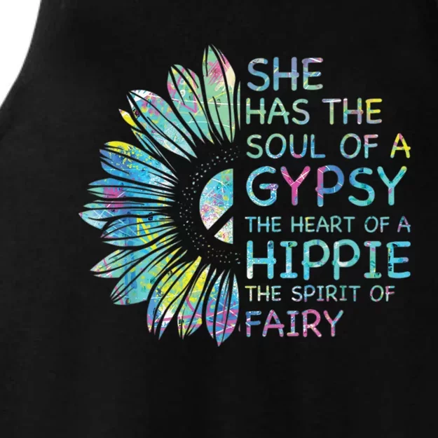 She has the soul of a gypsy the heart of a hippie and spirit Ladies Tri-Blend Wicking Tank