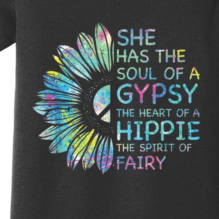 She has the soul of a gypsy the heart of a hippie and spirit Baby Bodysuit