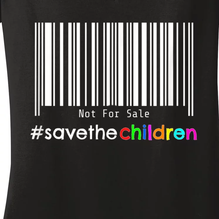 Stop Human Trafficking Bar Code Children Are Not For Sale Women's V-Neck T-Shirt