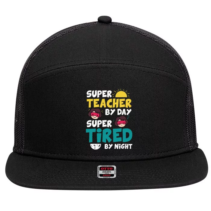 Super Hero Teacher Superheroes Funny 7 Panel Mesh Trucker Snapback Hat