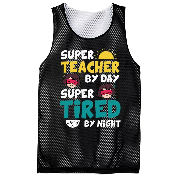 Super Hero Teacher Superheroes Funny Mesh Reversible Basketball Jersey Tank