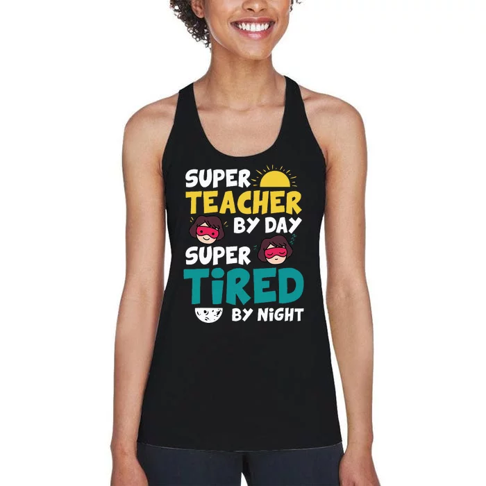 Super Hero Teacher Superheroes Funny Women's Racerback Tank