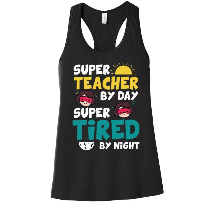 Super Hero Teacher Superheroes Funny Women's Racerback Tank