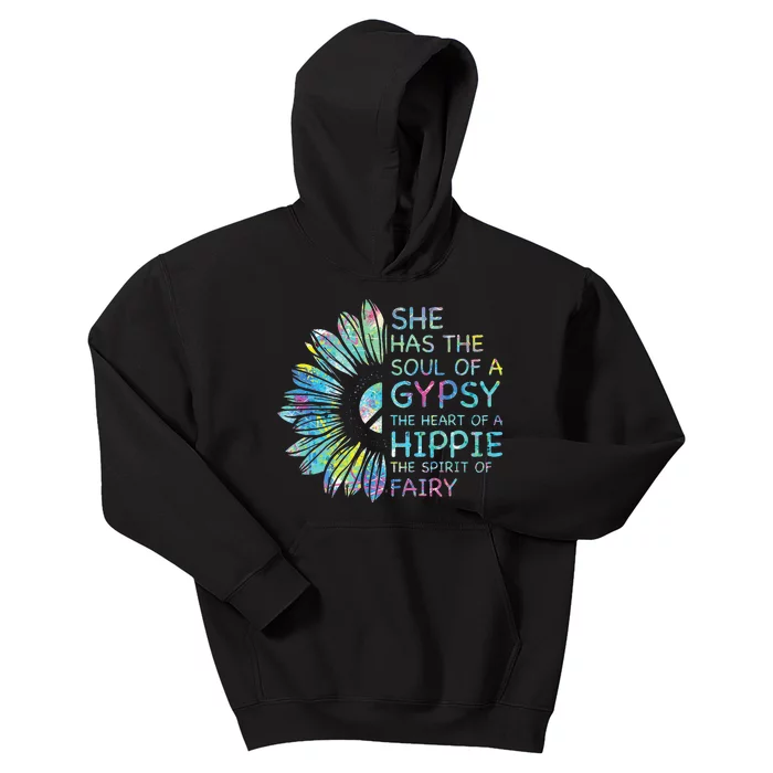 She has the soul of a gypsy the heart of a hippie and spirit Kids Hoodie