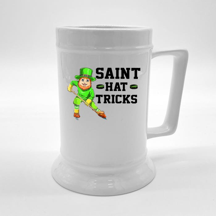 Saint Hat Trick Leprechaun Ice Hockey Player Saint Patrick's Day Front & Back Beer Stein