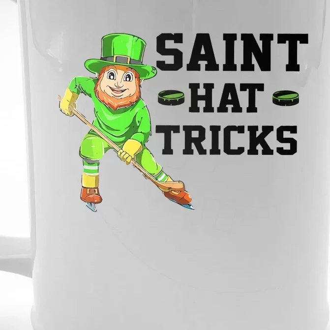 Saint Hat Trick Leprechaun Ice Hockey Player Saint Patrick's Day Front & Back Beer Stein