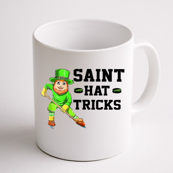 Saint Hat Trick Leprechaun Ice Hockey Player Saint Patrick's Day Front & Back Coffee Mug