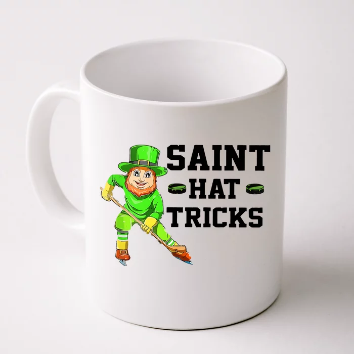 Saint Hat Trick Leprechaun Ice Hockey Player Saint Patrick's Day Front & Back Coffee Mug