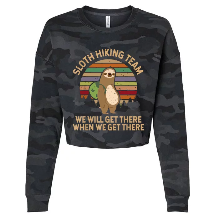 Sloth Hiking Team We Will Get There When We Get There Cropped Pullover Crew