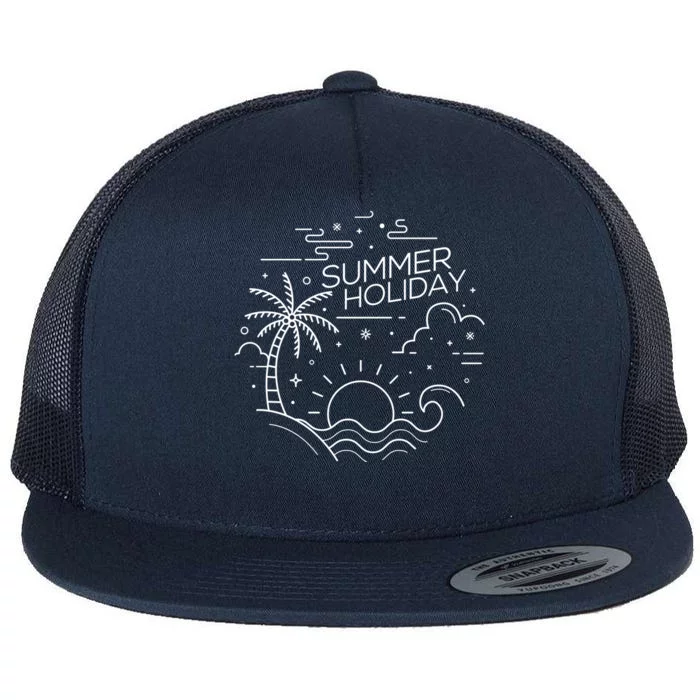 Summer Holiday Tropical Vacation Flat Bill Trucker Hat