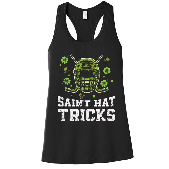 Saint Hat Tricks Funny St. Patrick's Day Hockey Irish Women's Racerback Tank