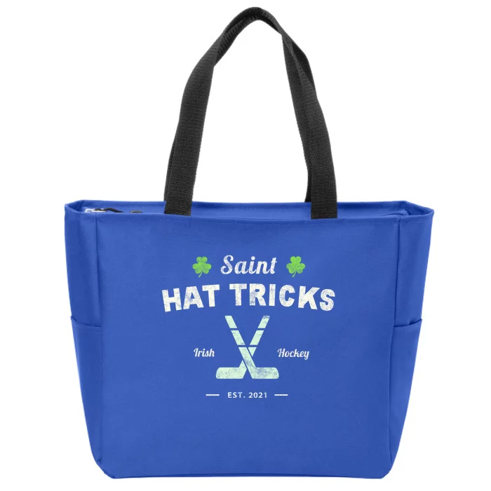 Saint Hat Tricks Funny St Patrick's Day Irish Hockey Club Gift Zip Tote Bag