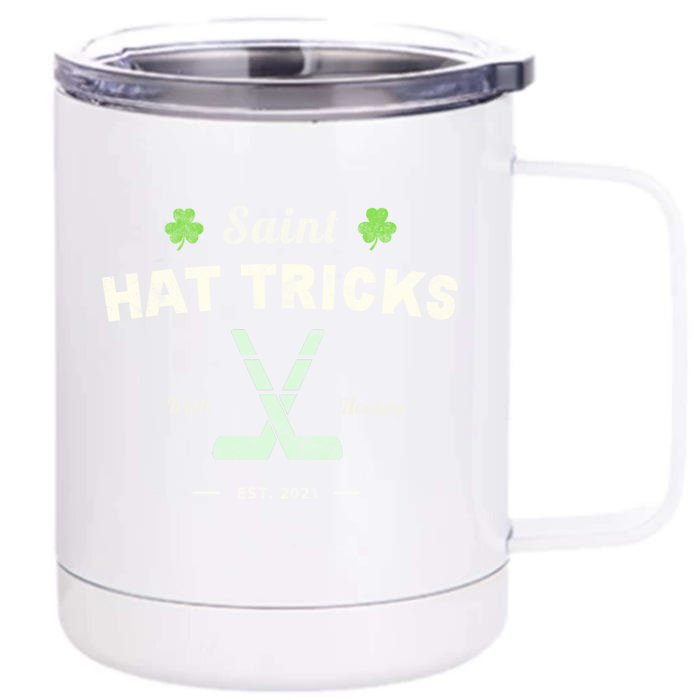 Saint Hat Tricks Funny St Patrick's Day Irish Hockey Club Gift Front & Back 12oz Stainless Steel Tumbler Cup