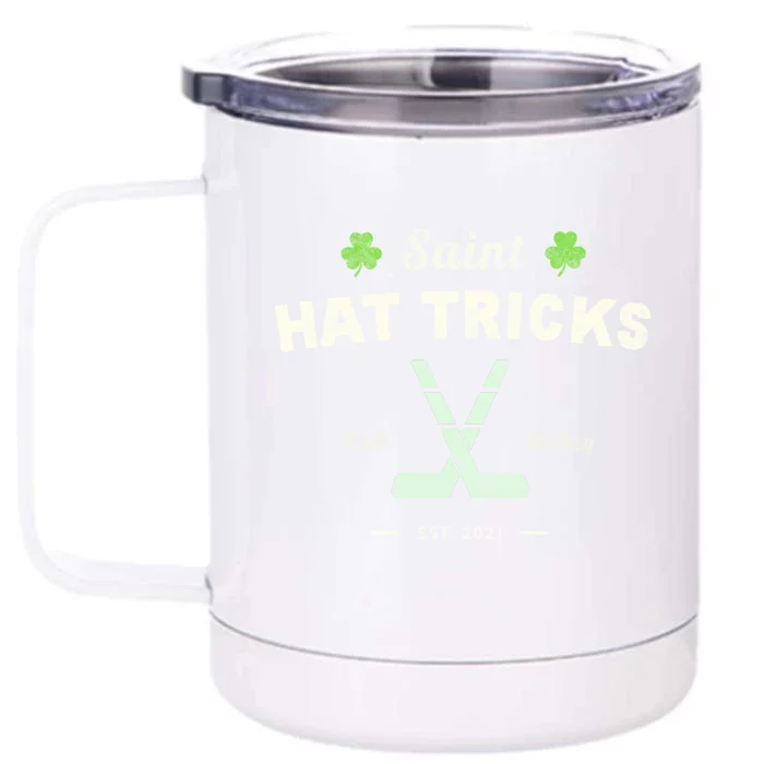 Saint Hat Tricks Funny St Patrick's Day Irish Hockey Club Gift Front & Back 12oz Stainless Steel Tumbler Cup