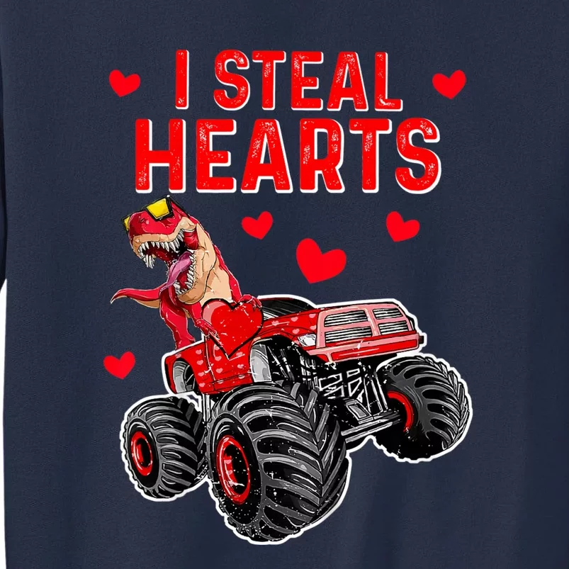 Steal Hearts T Rex Monster Truck Valentines Day Sweatshirt