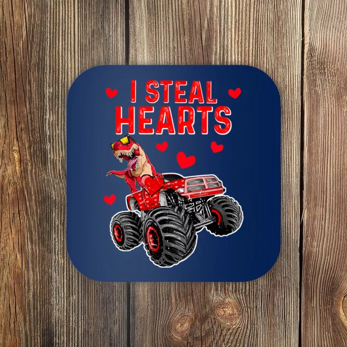 Steal Hearts T Rex Monster Truck Valentines Day Coaster