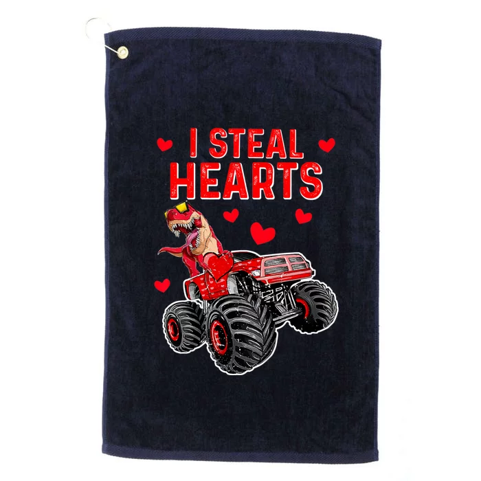 Steal Hearts T Rex Monster Truck Valentines Day Platinum Collection Golf Towel