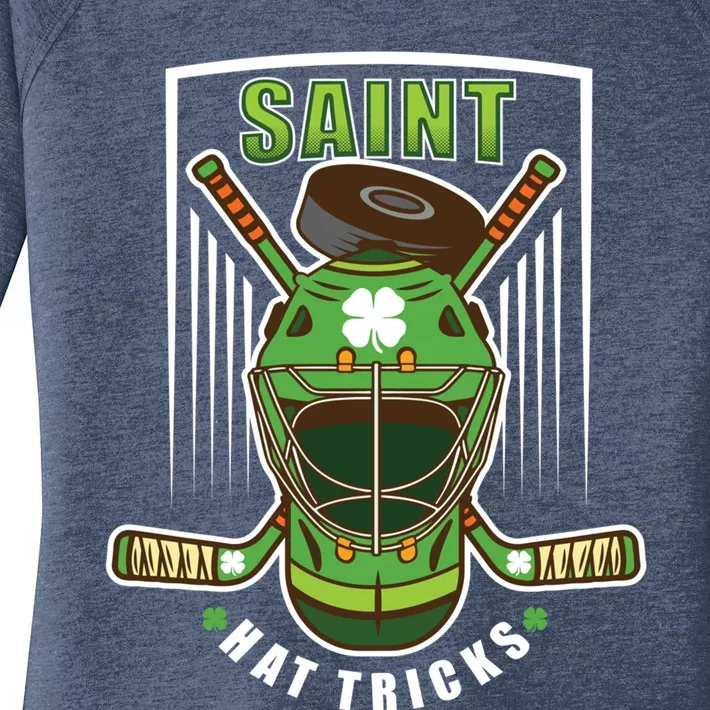 Saint Hat Tricks Hockey Player St Patricks Day Gift Women's Perfect Tri Tunic Long Sleeve Shirt