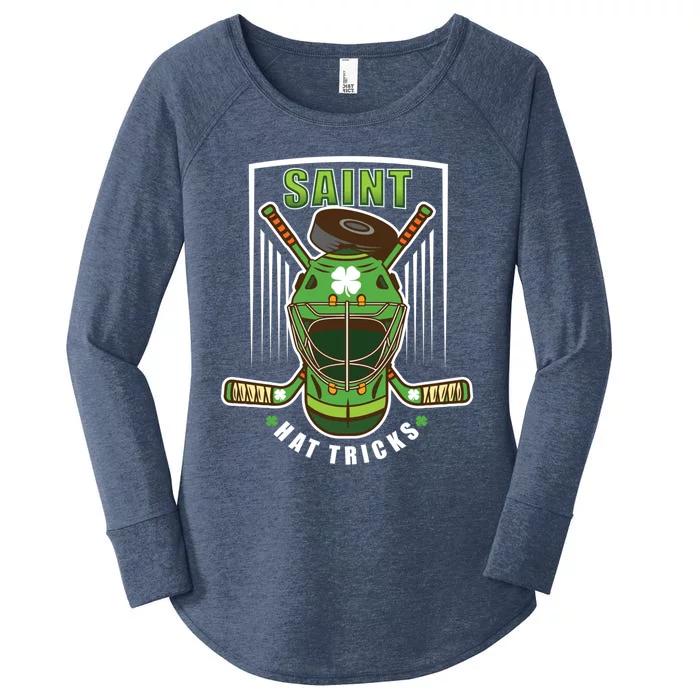 Saint Hat Tricks Hockey Player St Patricks Day Gift Women's Perfect Tri Tunic Long Sleeve Shirt