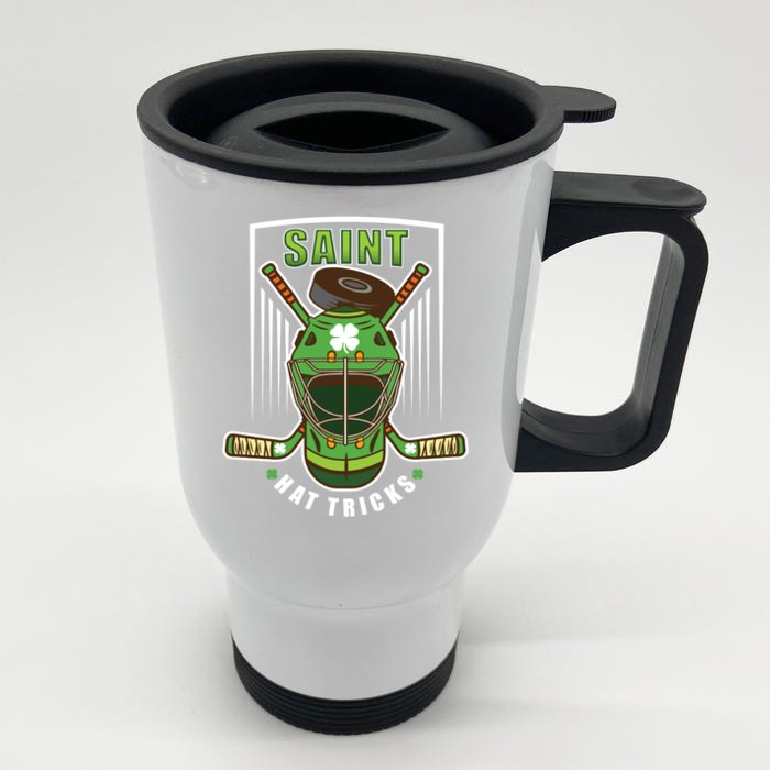 Saint Hat Tricks Hockey Player St Patricks Day Gift Front & Back Stainless Steel Travel Mug