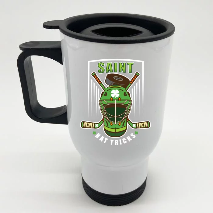 Saint Hat Tricks Hockey Player St Patricks Day Gift Front & Back Stainless Steel Travel Mug