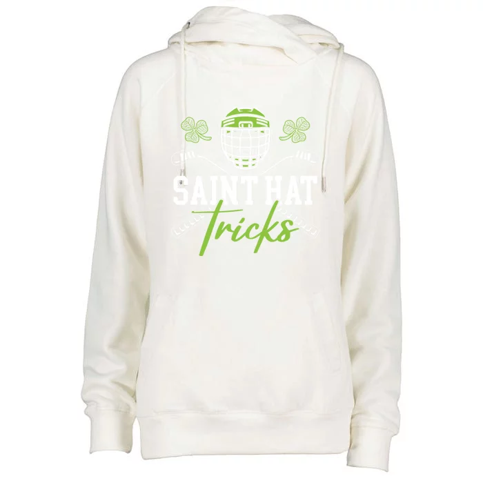 Saint Hat Tricks Hockey St Patrick's Saint Pattys Day Gift Womens Funnel Neck Pullover Hood