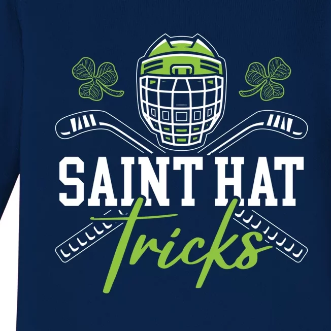 Saint Hat Tricks Hockey St Patrick's Saint Pattys Day Gift Baby Long Sleeve Bodysuit