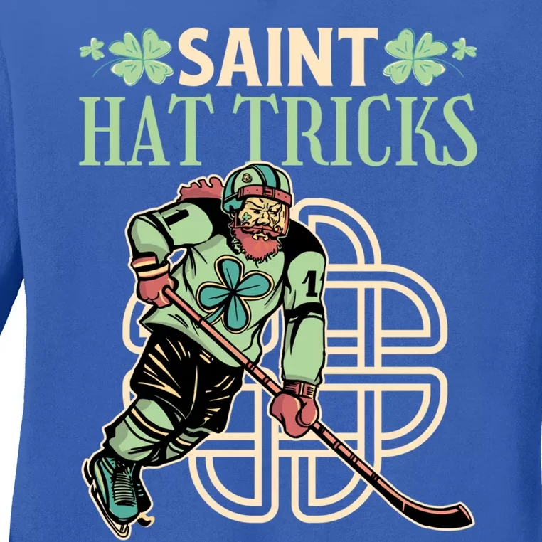 Saint Hat Tricks Ice Hockey Saint Patricks Day Gift Ladies Long Sleeve Shirt