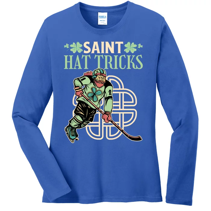 Saint Hat Tricks Ice Hockey Saint Patricks Day Gift Ladies Long Sleeve Shirt