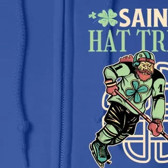 Saint Hat Tricks Ice Hockey Saint Patricks Day Gift Full Zip Hoodie