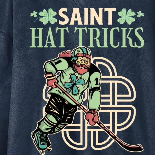 Saint Hat Tricks Ice Hockey Saint Patricks Day Gift Hooded Wearable Blanket