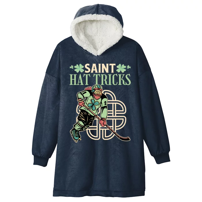 Saint Hat Tricks Ice Hockey Saint Patricks Day Gift Hooded Wearable Blanket