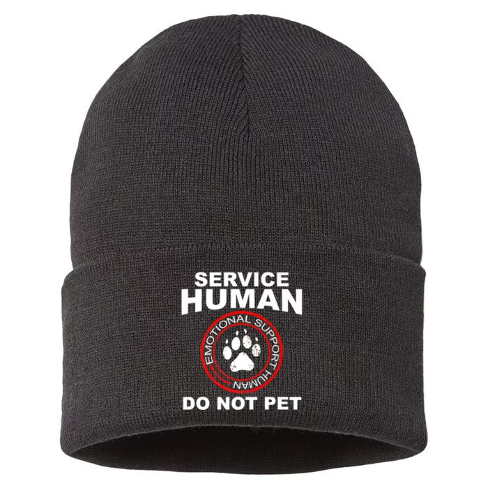 Service Human T Funny Dog Owner Emotional Support Human Sustainable Knit Beanie