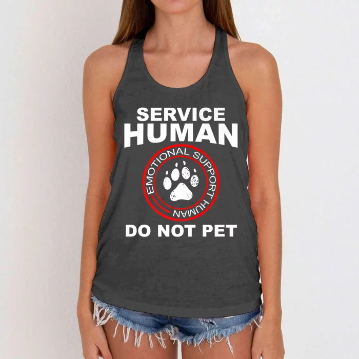 Service Human T Funny Dog Owner Emotional Support Human Women's Knotted Racerback Tank