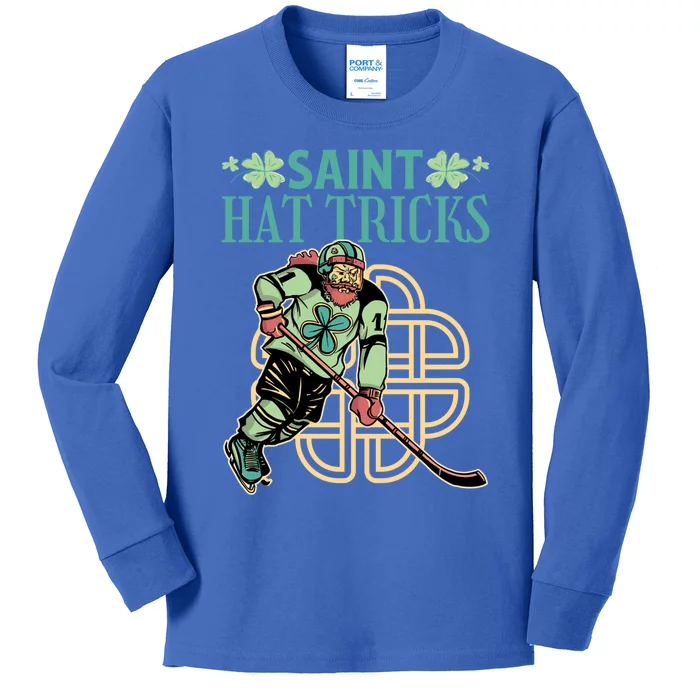 Saint Hat Tricks Ice Hockey Saint Patricks Day Gift Kids Long Sleeve Shirt