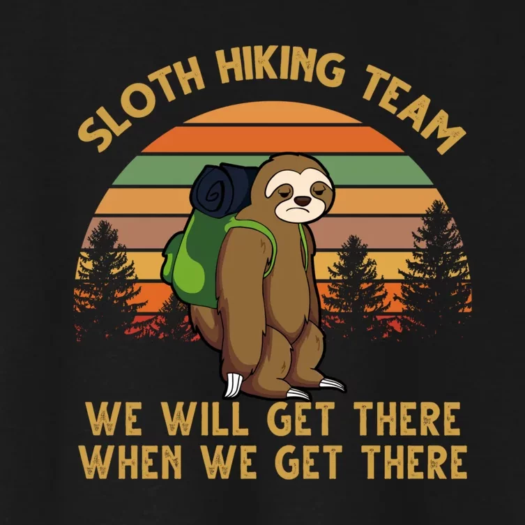 Sloth Hiking Team Funny Hiking Gift Women's Crop Top Tee