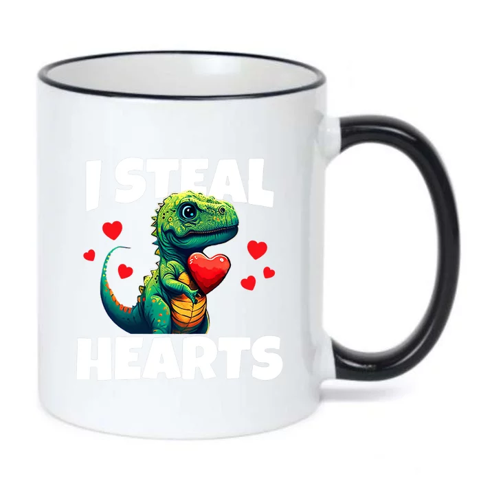 Steal Hearts Trex Dino Baby Boy Valentines Day Black Color Changing Mug