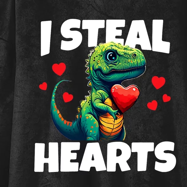 Steal Hearts Trex Dino Baby Boy Valentines Day Hooded Wearable Blanket