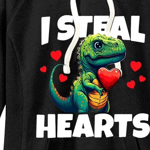 Steal Hearts Trex Dino Baby Boy Valentines Day Women's Fleece Hoodie