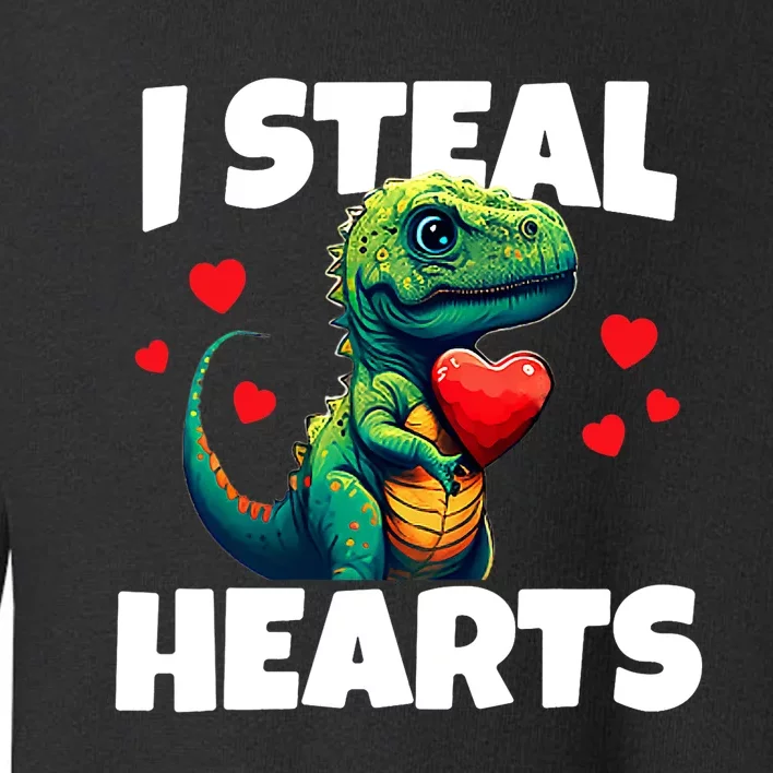 Steal Hearts Trex Dino Baby Boy Valentines Day Toddler Sweatshirt