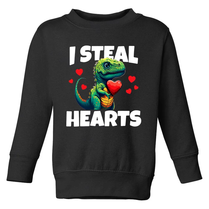 Steal Hearts Trex Dino Baby Boy Valentines Day Toddler Sweatshirt