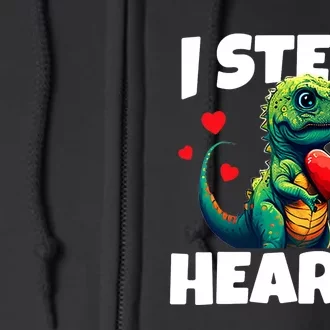 Steal Hearts Trex Dino Baby Boy Valentines Day Full Zip Hoodie