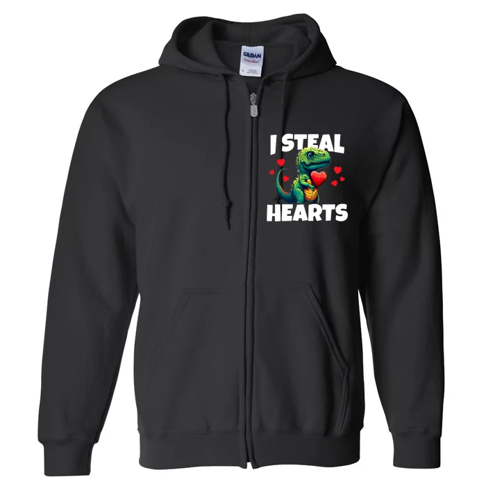 Steal Hearts Trex Dino Baby Boy Valentines Day Full Zip Hoodie