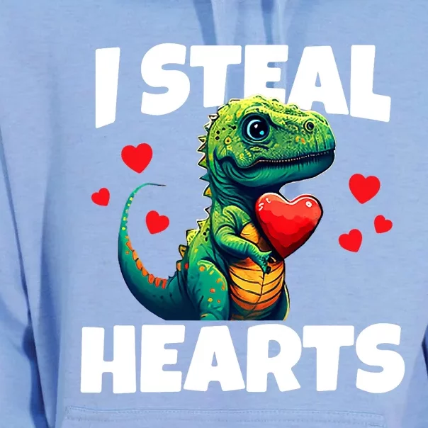 Steal Hearts Trex Dino Baby Boy Valentines Day Unisex Surf Hoodie