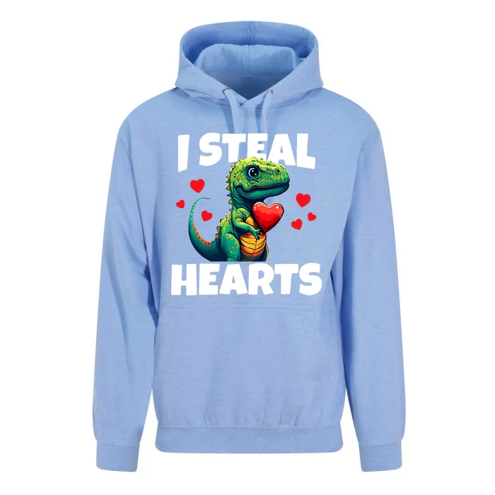 Steal Hearts Trex Dino Baby Boy Valentines Day Unisex Surf Hoodie